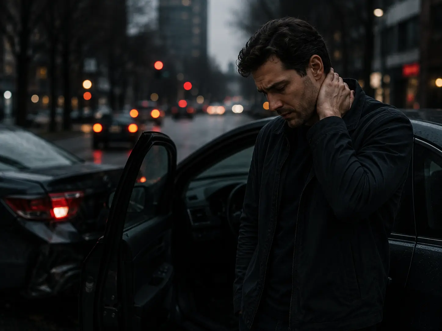 Man seeking auto accident injury treatment for neck pain after a car accident in New York